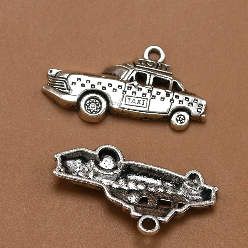 

BULK 30 Zinc Alloy I Love New York Taxi Charms Antique Silver Color Pendant for DIY Jewelry Making Accessory 32*20mm 2.8g