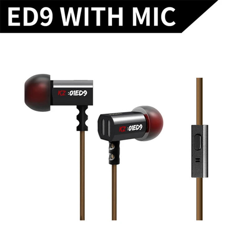 KZ ED9 супер бас наушники в ухо тяжелый бас высокого класса HiFi наушники с микрофоном прозрачный звук для Hifi смартфон - Цвет: Matte Black Mic