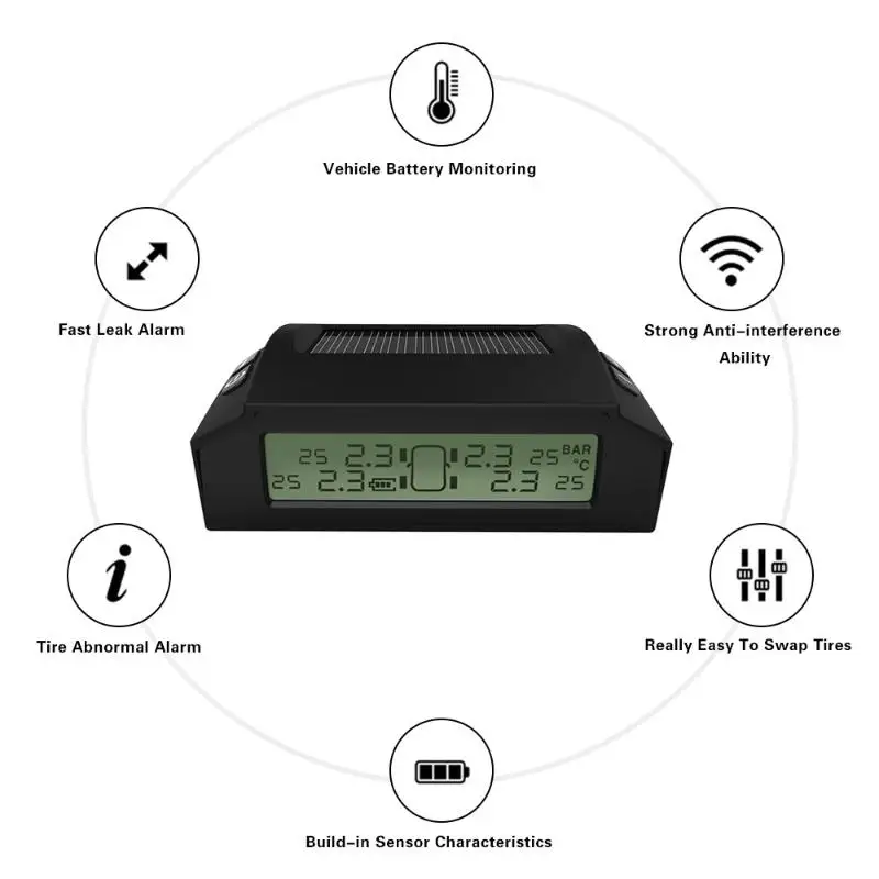 Carchet tpms шины Давление мониторинга Intelligent Системы 4 внешних Датчики солнечной