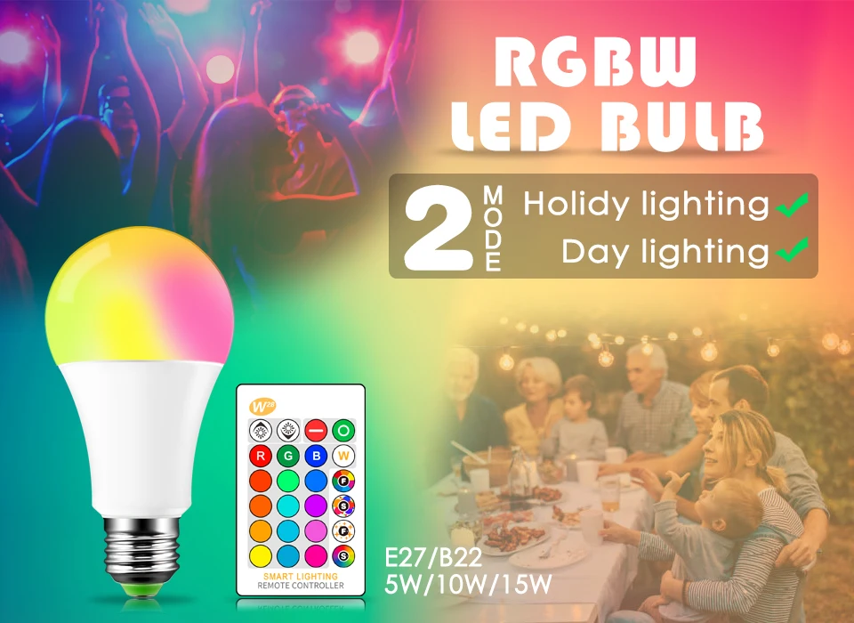 Волшебный декоративный светильник ing 5 Вт 10 Вт 15 Вт RGB+ белый умная инфракрасная лампа с пультом дистанционного управления E27 85-265 в светодиодный светильник с изменением цвета
