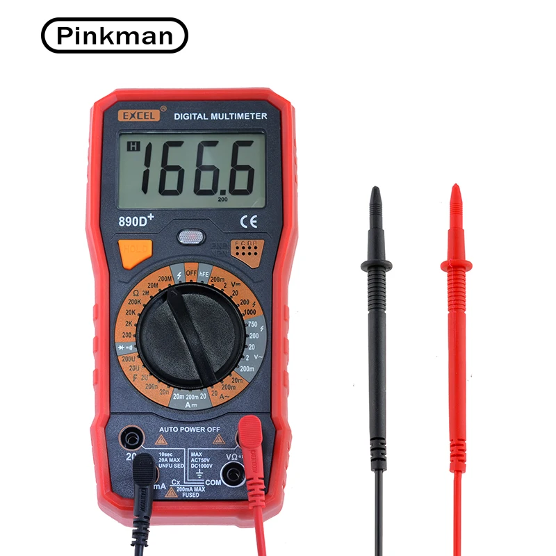 Эксель 890D+ AC DC ЖК-дисплей электрический портативный Вольтметр Амперметр Ом измеритель емкости Цифровой мультиметр Multimetro