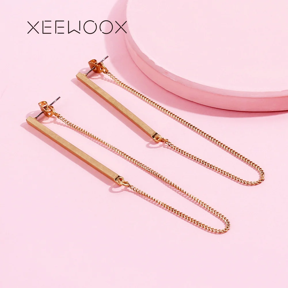 Korean Of Jewelry Earrings Tassel Fashion Retro Long Chain Metal Texture Wholesale Statement Dangle | Украшения и аксессуары