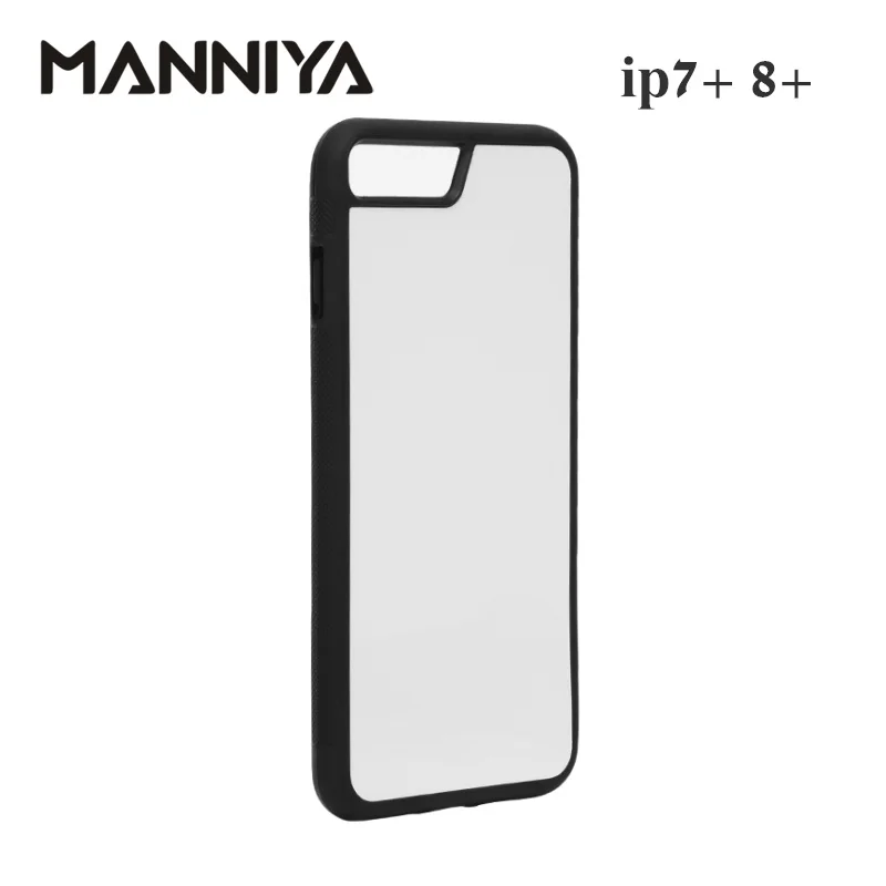 manniya blank 2d sublimation rubber phone case for iphone 7 plus 8 plus with aluminum inserts and tape 10pcslot free global shipping