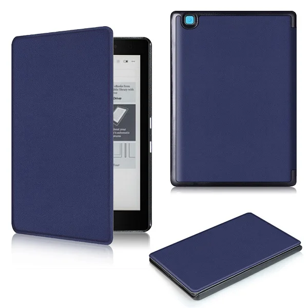 Dark blue Чехол из искусственной кожи для Kobo Aura Edition 2 6 дюймов устройство для чтения электронных книг, защитный чехол смарт-крышка со сном/бодрствование - Цвет: Dark blue
