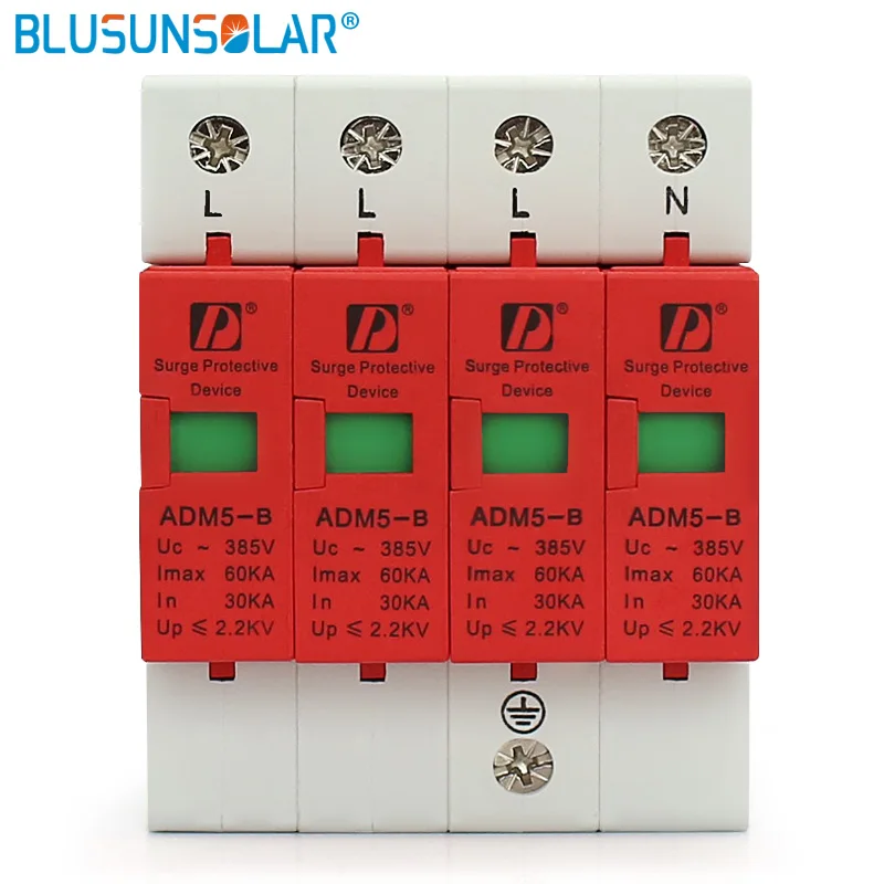 

50 pieces / lot High Quality Din Rail 35mm 4P 30KA 60KA 385V AC Household SPD Low-voltage Anti-lightning Surge Protective Device