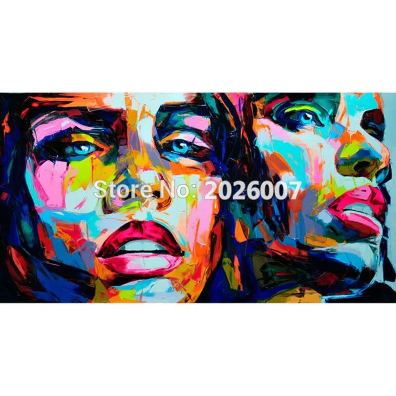 

Hand painted Francoise Nielly Palette knife painting portrait Palette knife Face Oil painting Impasto figure face two man canvas
