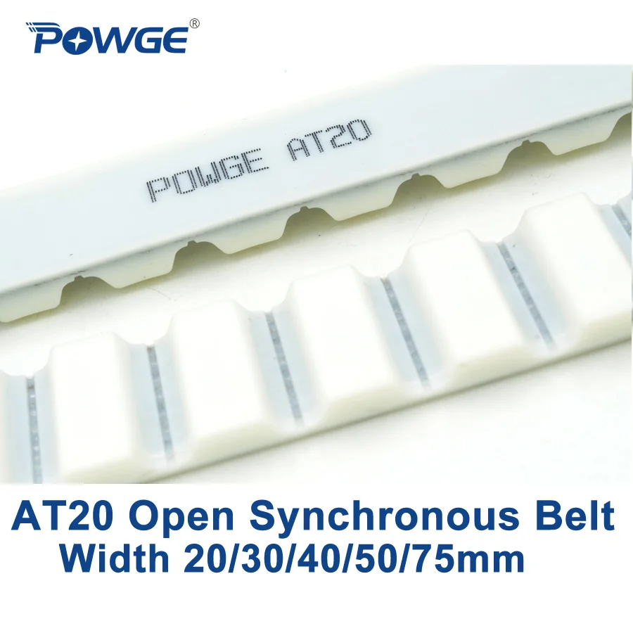 Powge Correia Síncrona de Alta Largura Trapezoid pu At20 Abertura 20 30 40 50 75 mm Aço de Poliuretano