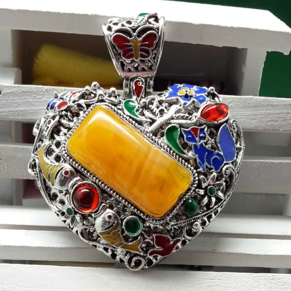 free shipping S925 silver inlay chalcedony Agates Pendant beeswax Fashion Jewelry Cloisonne sweater chain | Украшения и