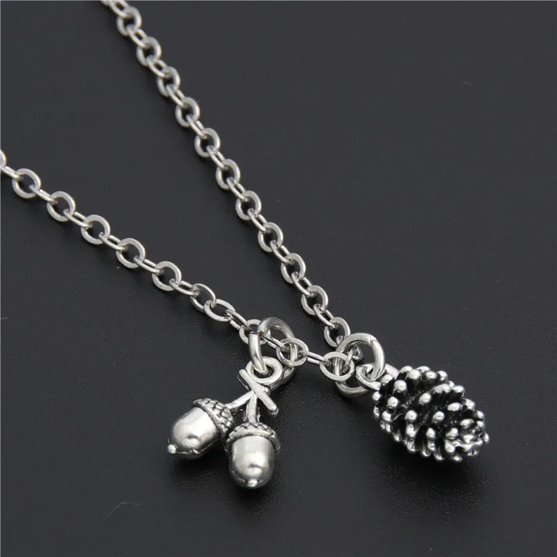 

1pc Cute Acorn Pine Cone Charms Pendant Necklace Cartoon Nature Forest Winter Jewelry E2130