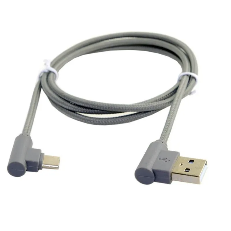 

1M 3FT 100CM USB-C USB 3.1 Type-C TYPE C Angle male to Left Angled 90 Degree USB 2.0 A male Data Cable with Sleeve