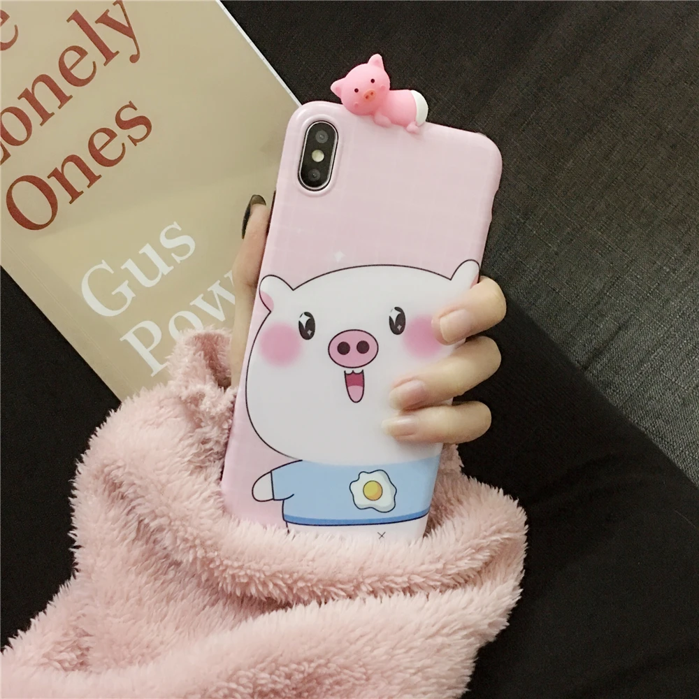 Phone Case For iPhone 6 6S 7 8 Plus X XS XR Max Cartoon Funny 3D Doll Pig Soft TPU Cute Back Cover Cases Funda |