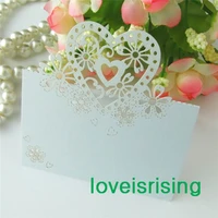hot sale 50pcs white color laser cut place cards wedding name cards for wedding party table decoration 7 colors u pick