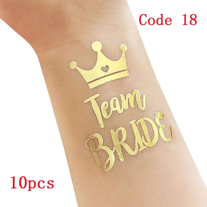 10pcs-code18 10 шт. свадебное украшение невесты to be татуировки наклейки свадебные принадлежности Команда Невесты Девичник курица вечерние Фламинго Boda - Цвет: 10pcs-code18