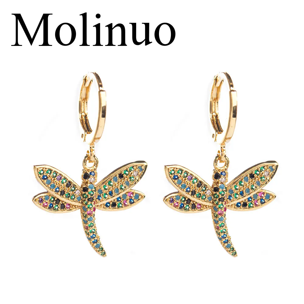 Женские серьги-капли Molinuo очаровательные серьги в форме стрекозы с разноцветным