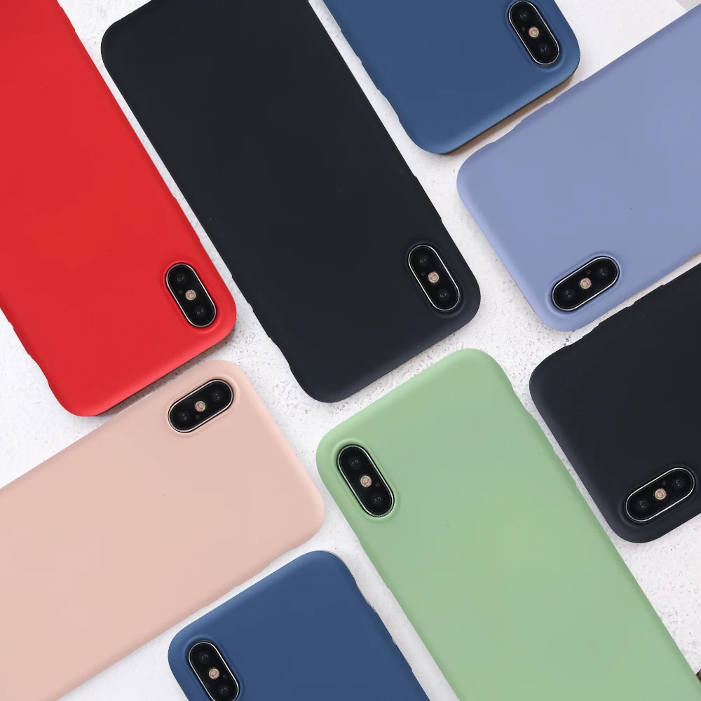 Пыленепроницаемые однотонные силиконовые чехлы для iphone 6 7 8 Plus модные