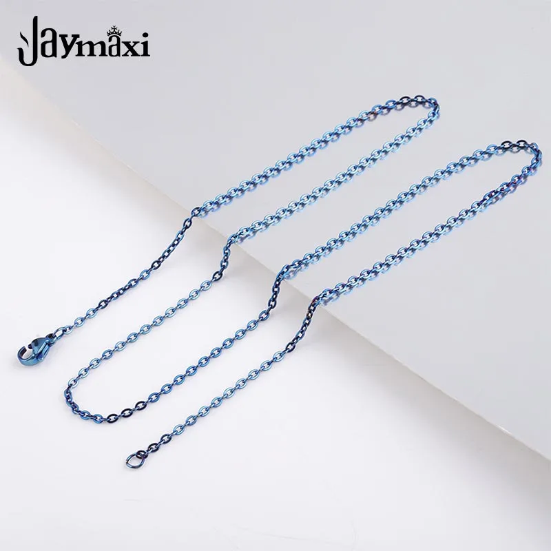 

Jaymaxi Blue Color Stainless Steel Necklace Chain 2mm Thickness 20inch DIY Cable Chains Neckalce for Jewelry Making 20Pieces/lot