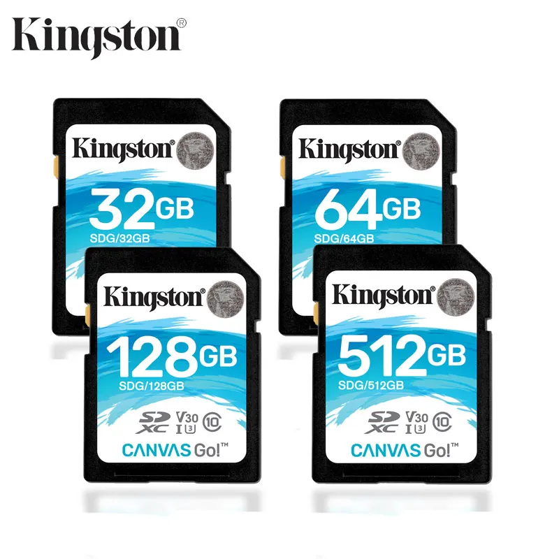 Карта памяти Kingston SD 32 Гб 64 128 ГБ 256 512 SDG SDHC/SDXC Canvas Go HD 4K видеокарты для DSLRs Дронов и