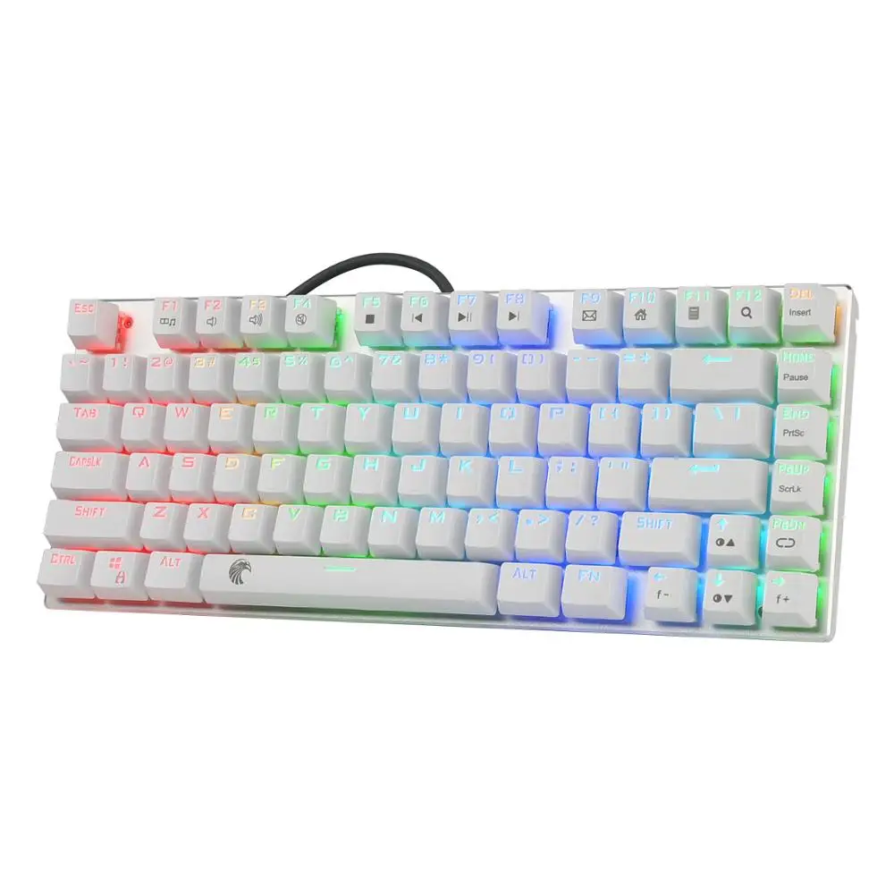 Z 88 небольшой игровая клавиатура механический Clicky переключатель RGB подсветкой синий переключатель Белый компактная конструкция 81-ключ раскладка клавиатуры