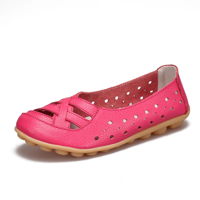 Мокасины BeckyWalk женские из натуральной кожи мягкие босоножки с перфорацией обувь