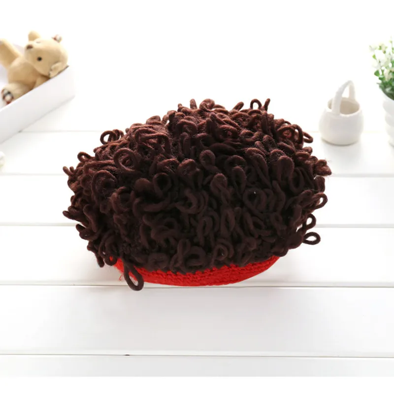 Зимняя детская ручная вязаная шапка для фотографа афро-мастер парик шляпа