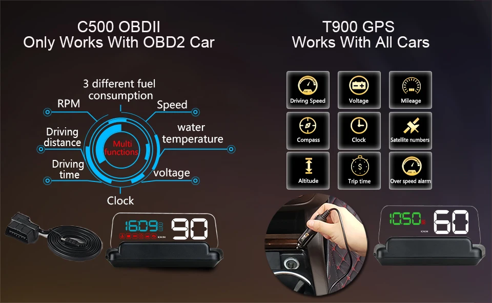 Hud OBD 2 головы вверх дисплей цифровой автомобильный проектор скорости скорость метр расход топлива RPM неисправный код диагностический инструмент