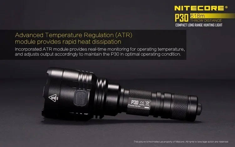NITECORE P30 5 режимов CREE XP-L HI V3 светодиодный max.1000LM светодиодный вспышка светильник с большим радиусом 618 м светодиодный охотничий фонарь Поиск СВЕТОДИОДНЫЙ светильник