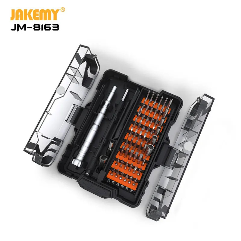 

JAKEMY 2020 New Product JM-8163 62 IN 1 Precision S-2 Screwdriver Set with Unique Open Button for Home Electronics DIY Repair