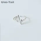 Кольцо Uini-Tail 2019 из стерлингового серебра 925 пробы, оригинальное Открытое кольцо с ЭКГ простой креативной динамической волной и сердцебиением