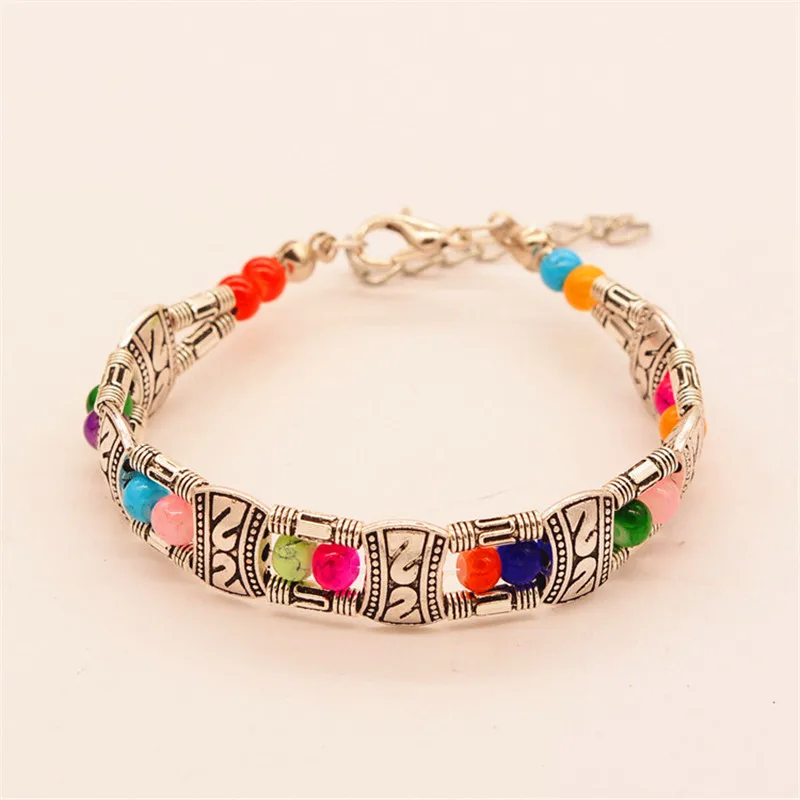 Красочные Серебро/стеклянные бусины части оснастки браслет|Браслеты с шармами| |