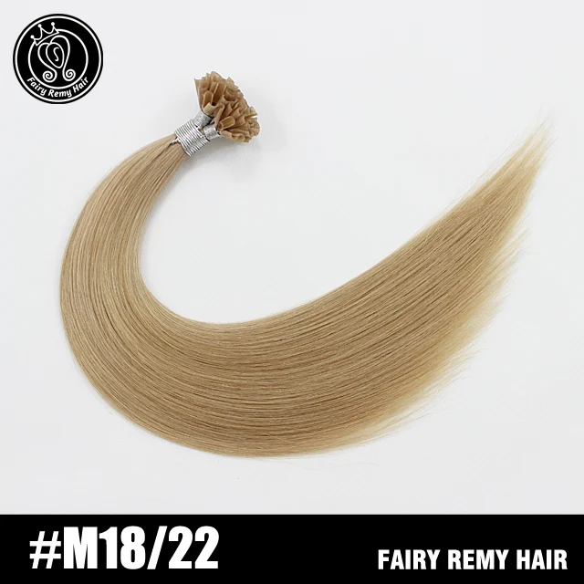 # M18/22 Сказочные волосы remy 22 дюйма 1 г/прядь настоящие Реми натуральные u-кончики натуральные волосы для наращивания светлые цветные пряди волос на капсулах 50 г - Цвет: # M18/22