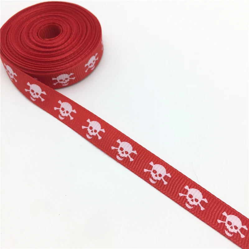 5 ярдов 3/8 &quot(10 мм) напечатанный череп Grosgrain лента для пояса подарочная упаковка