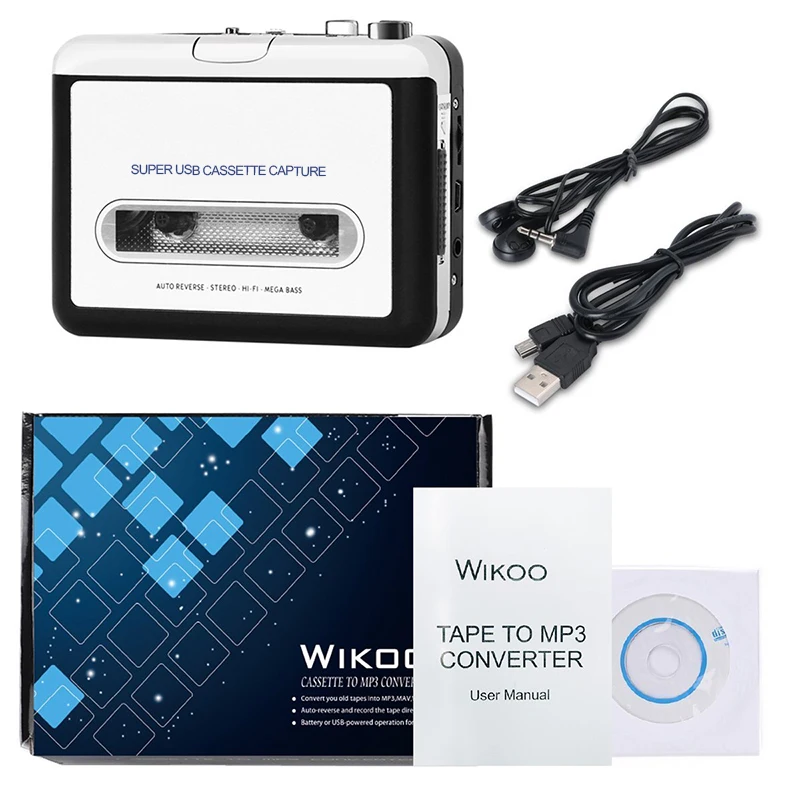 Digital Audio Music Player USB Cassette Recorder to MP3 Converter Portable Tape-to-MP3 Switcher | Электроника