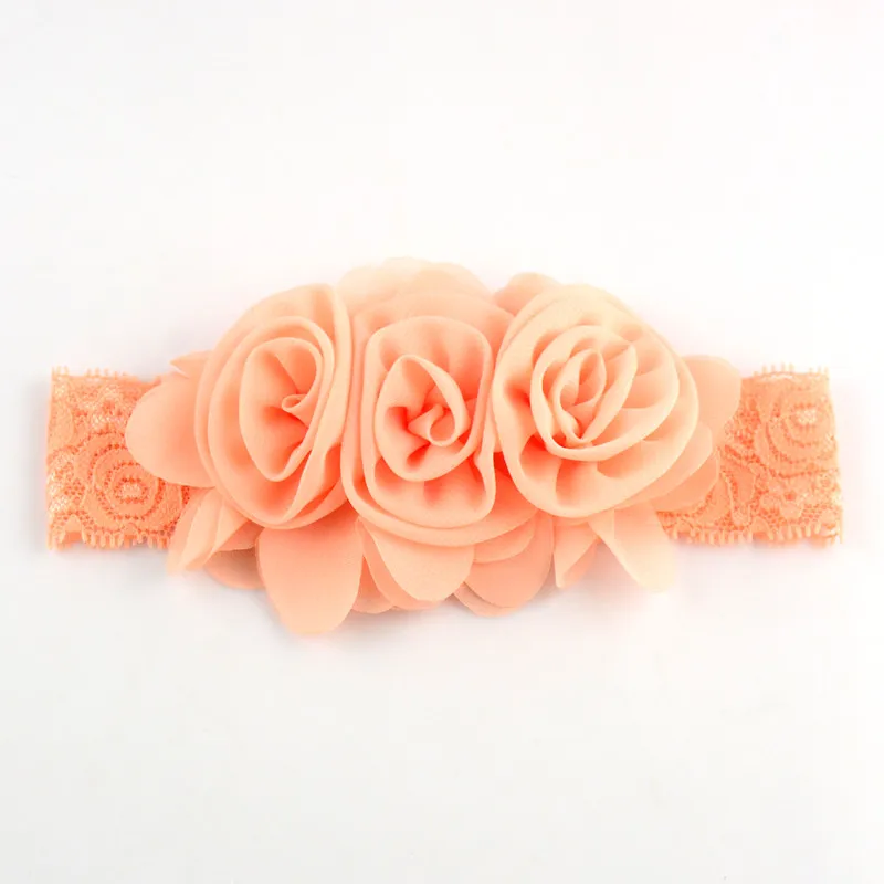 40 шт./лот новинка Милая Кружевная повязка на голову с шифоновой розочкой