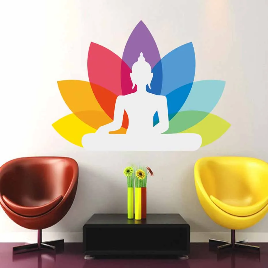 Красочные сидящего Будды дизайн настенные художественные виниловые наклейки и