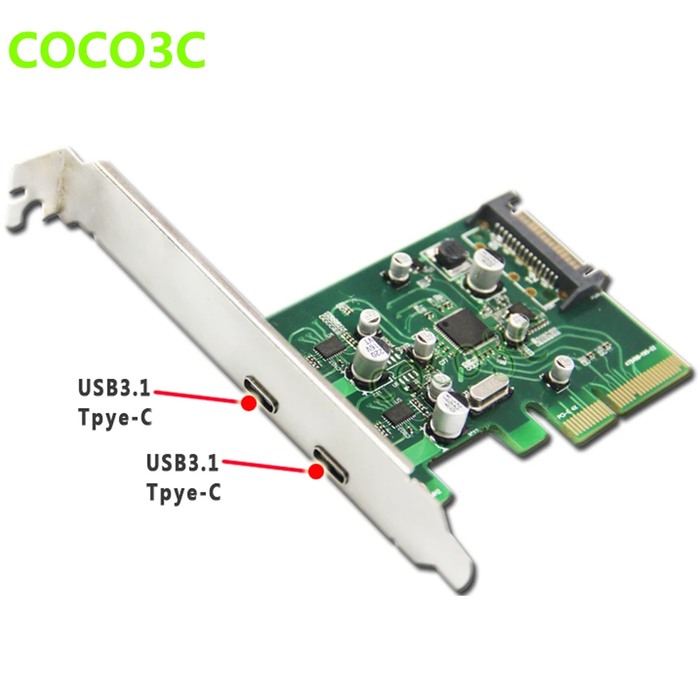 Адаптер-преобразователь USB 3 1 Type C в PCI Express x4 2 порта s 10 Гбит/с порт Type-C Карта