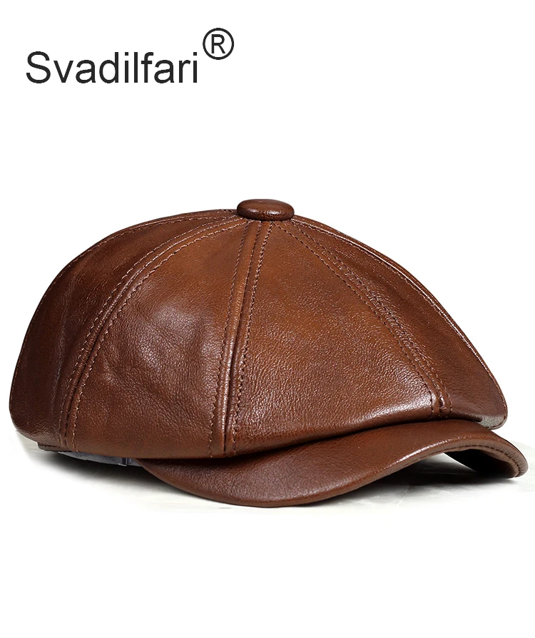 Svadilfari, осенняя мужская шапка из натуральной кожи, берет из воловьей кожи, Элегантная Модная кепка с язычком для молодых студентов, Снэпбэк Кепка s для мужчин