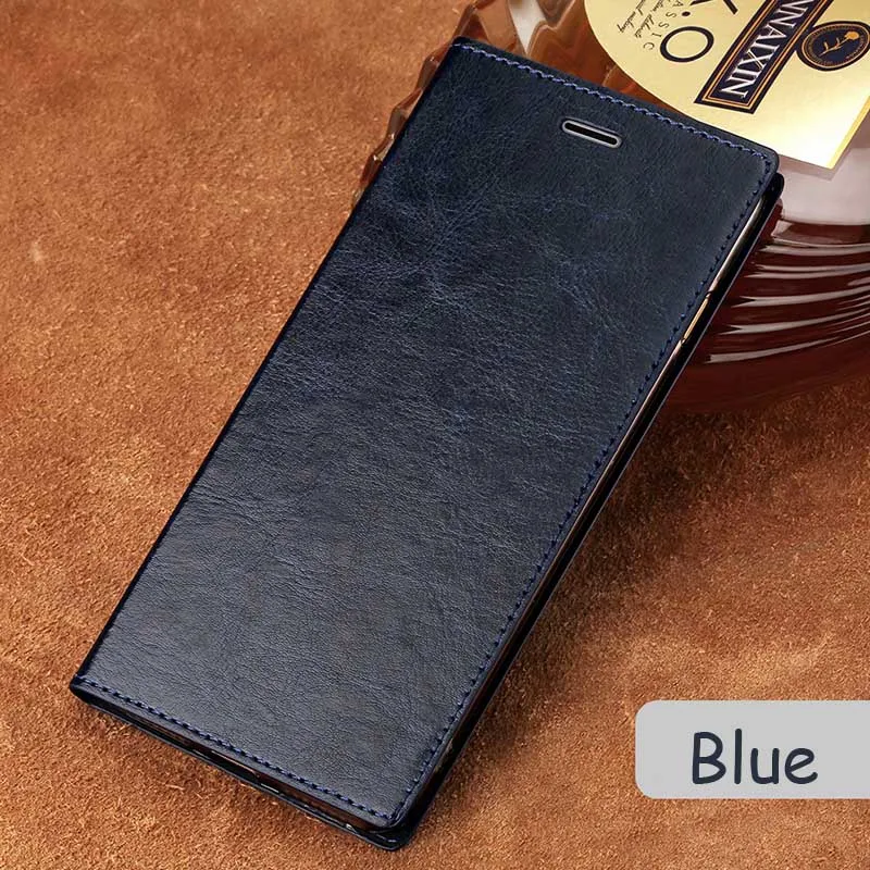 Blue Роскошный флип-чехол для телефона huawei P8 P9 P10 P20 mate 9 10 Lite чехол с масляным воском на присоске для Honor 7X8 9 lite P Smart Cover - Цвет: Blue