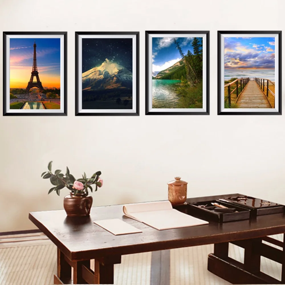 % 4 картины Домашний Декор Пейзаж башня обои наклейка роспись стены искусство