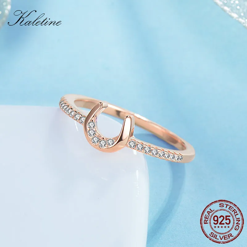 RSZY1067 Мода 925 стерлингового серебра Серебро розового золота тон Bling CZ Подкова U небольшой безымянный палец для девушка