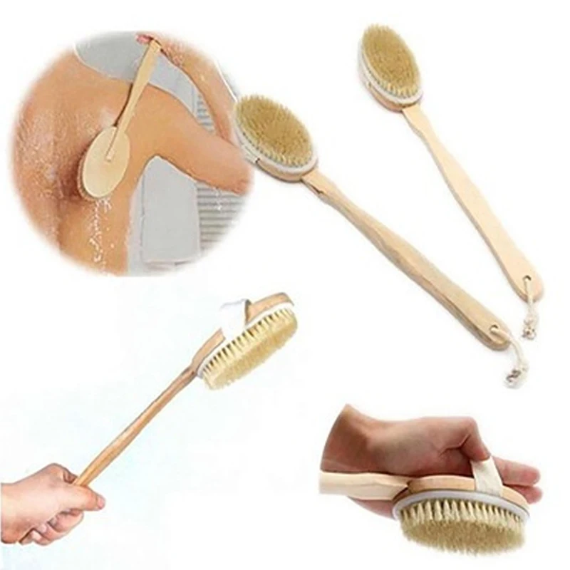 1 шт. щетка для душа длинная ручка деревянная массаж спа ванна