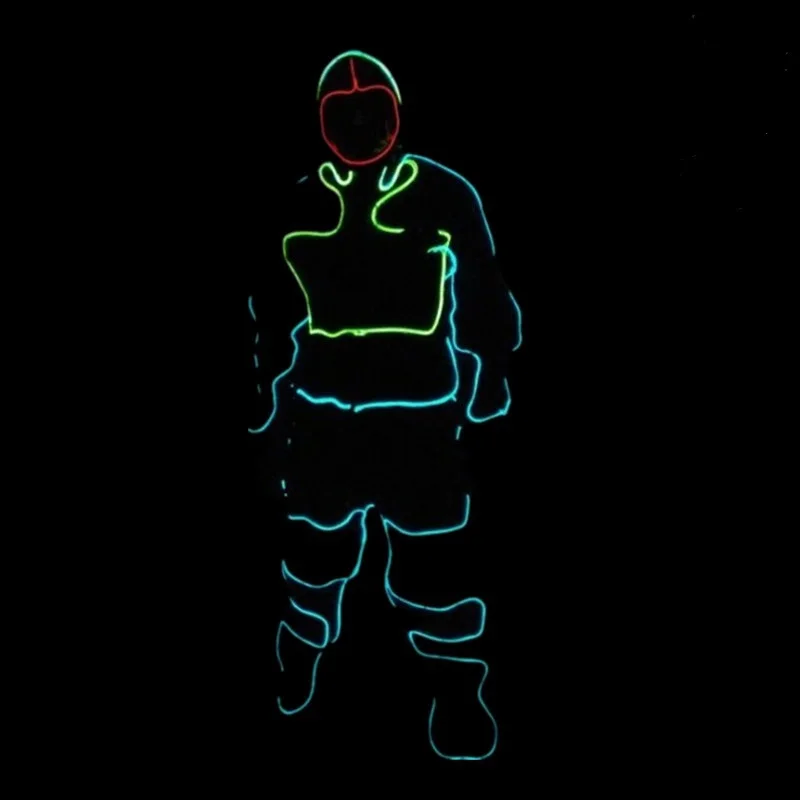 Горячая Распродажа, светодиодная подсветка, танцевальный костюм робота ELWire для бальной комнаты, одежда холодного света для сценического шоу, клуба, бара, диджея, Бесплатная доставка DHL Горячая Распродажа, светодиодная подсветка, танцевальный костюм робота ELWire для бальной комнаты, одежда холодного света для сценического шоу, клуба, бара, диджея, Бесплатная доставка DHL