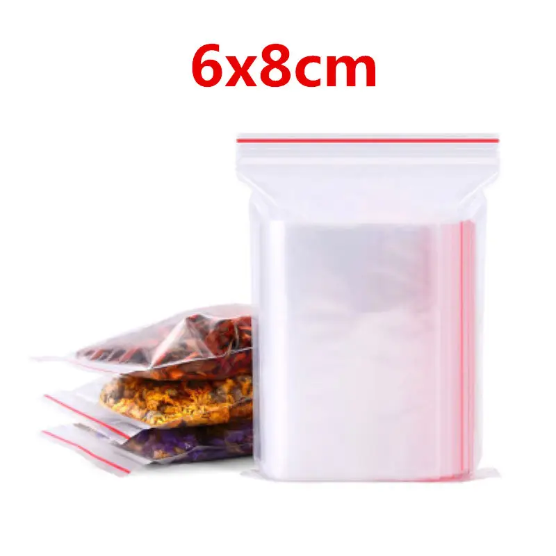 6x8 100 шт./упак. прозрачный небольшой замок типа молния Пластик мешки Ziplock застежка-молния ясно, ювелирное изделие, подарок мешок повторного использования сумки для хранения Чехол - Цвет: 6x8