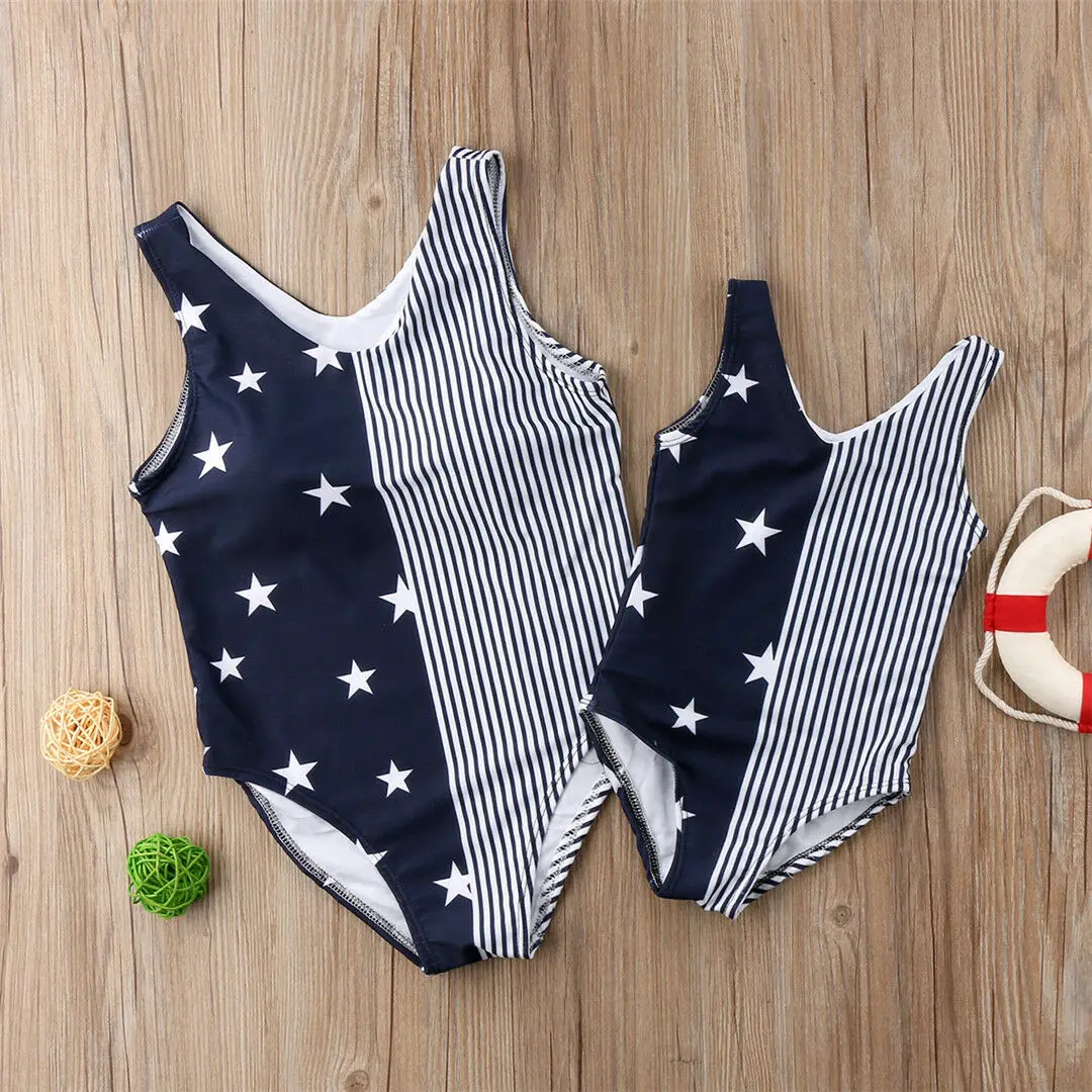 Emmababy платье для матери и дочки купальник с принтом летний пляжный бикини
