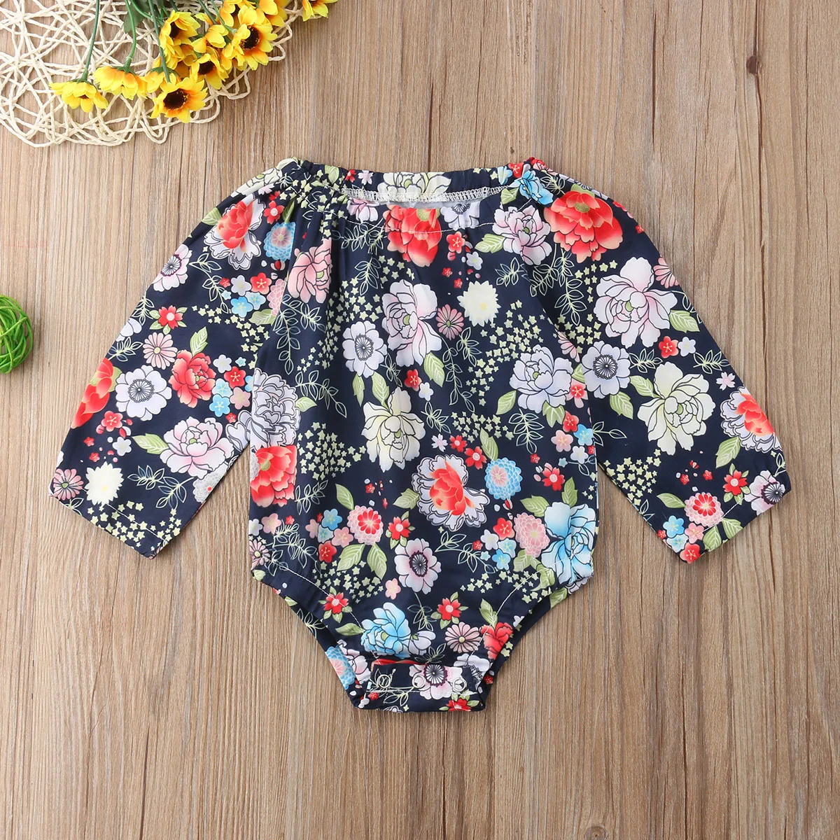 2018 сладкий новорожденных для маленьких девочек Малыш с цветочным принтом