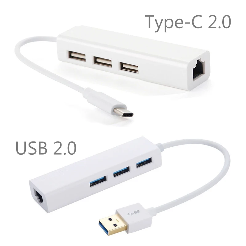 Cliry USB 2 0 Type-C миниатюрный usb-концентратор для RJ45 сетевой LAN адаптер Ethernet с 3 портами