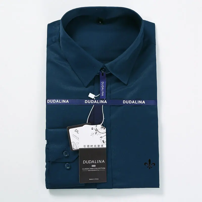 Homen Camisa Masculina Dudalina размера плюс мужские рубашки с длинным рукавом, стильный мужской социальная Masculina Стройное пригодное - Цвет: DCZ5618A-Green