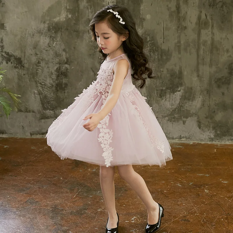 Girls Dress Mesh Sleeveless Children Wedding Birthday Party Dresses Kids Evening Ball Gowns Formal Clothes for DQ932 | Детская одежда и