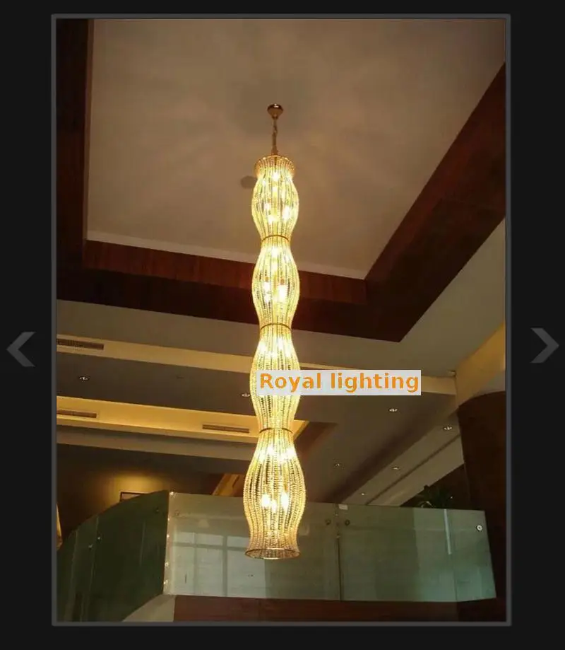 Duplex house 2-5M long cylinder chandelier lighting modern large crystal lustre Villa hotel stair Lighting Pendientes | Освещение