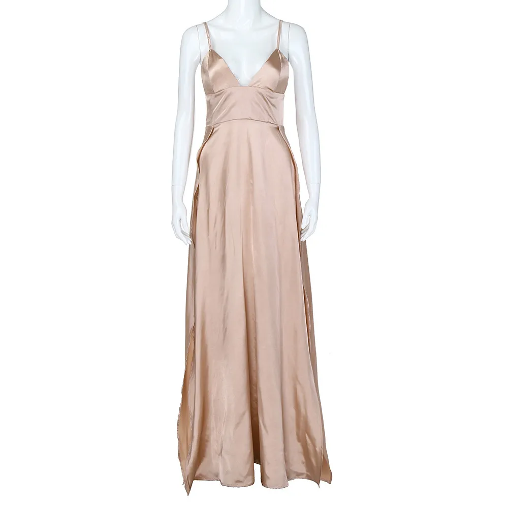 sexy dress women sunmmer Evening Party long High-Split Dress Maxi Dress Solid Clubwear maxi Dresses robe femme 0.4