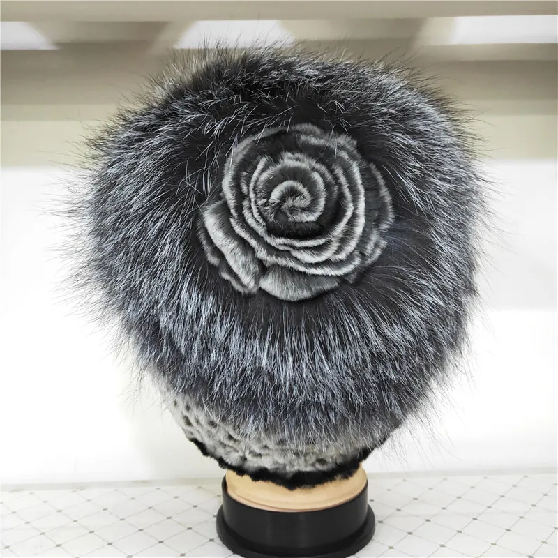 Женская меховая шапка на зиму из натурального меха кролика Рекс русские женские